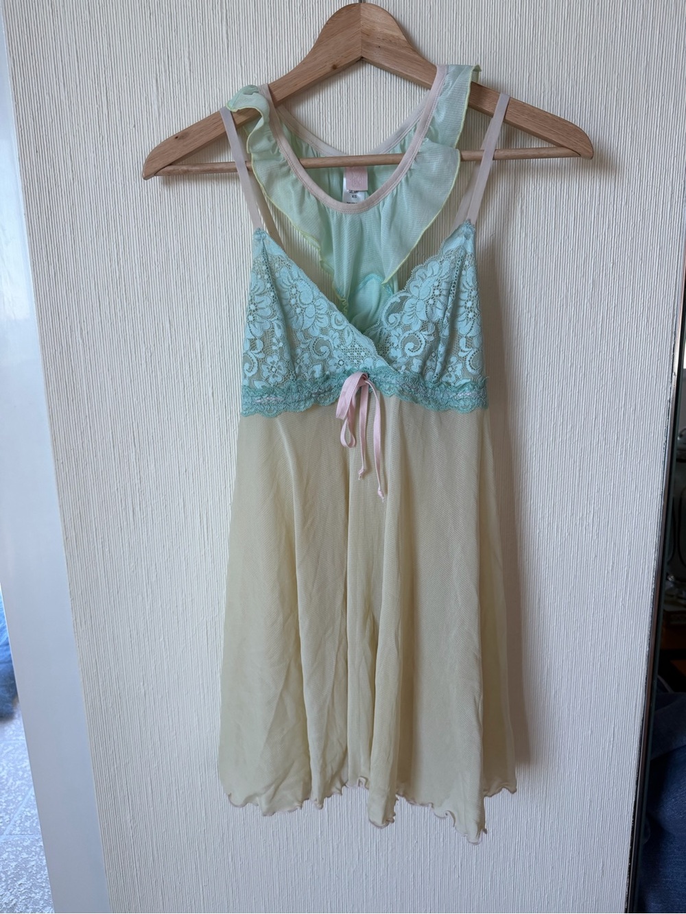 Ur HAH Doll Slip Dress & Panties Set | Mint Yellow & Pink  / XS